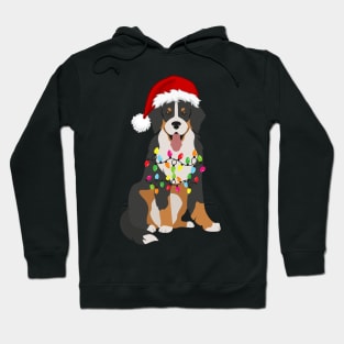 Bernese Holiday Christmas Light - Funny Bernese Mountain Dog Lights Christmas in Santa Hat Holiday Santa Hoodie